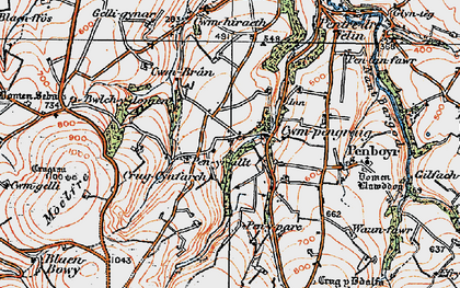 Old map of Blaen Bran in 1923