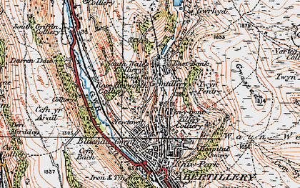 Old map of Cwmtillery in 1919