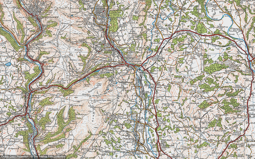 Old Map of Cwmynyscoy, 1919 in 1919