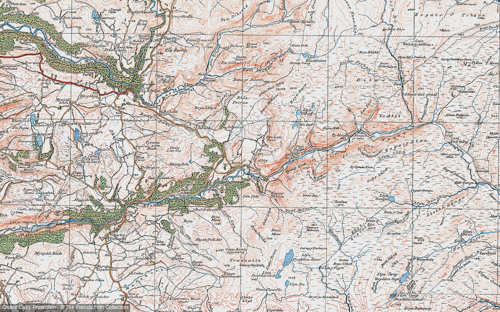 Old Map of Historic Map covering Bryn Dafydd in 1922