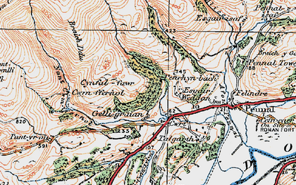 Old map of Ynys in 1922