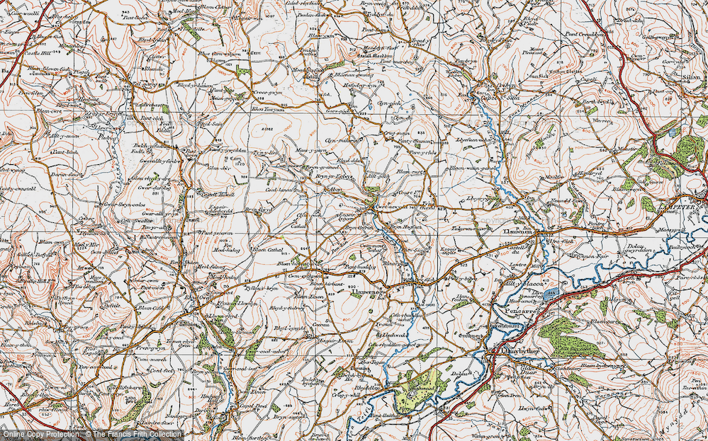 Old Map of Historic Map covering Bryn Hogfaen in 1923