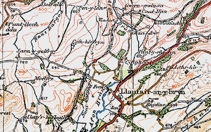 Old map of Afon Crychan in 1923