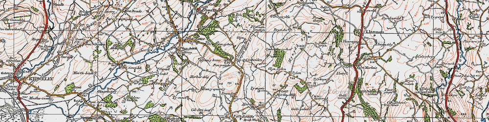 Old map of Blaen Lliedi in 1923