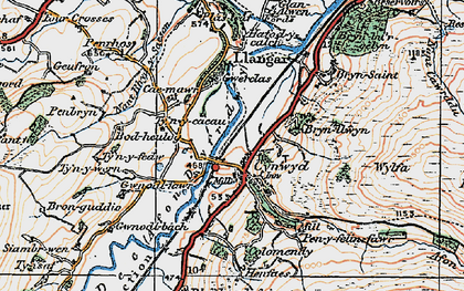 Old map of Afon Trystion in 1922