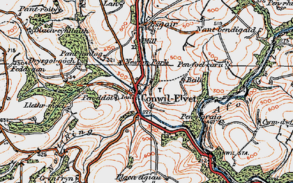 Old map of Cynwyl Elfed in 1923