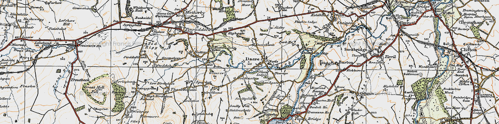 Old map of Dacre in 1925