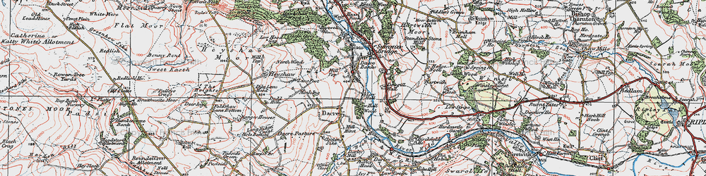 Old map of Dacre Banks in 1925