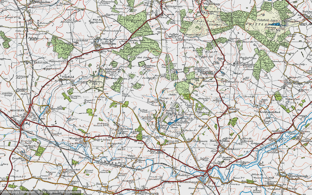 Old Map of Historic Map covering Stowe School in 1919