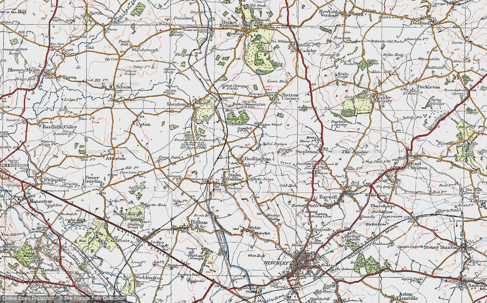 Old Map of Historic Map covering Ambion Wood in 1921