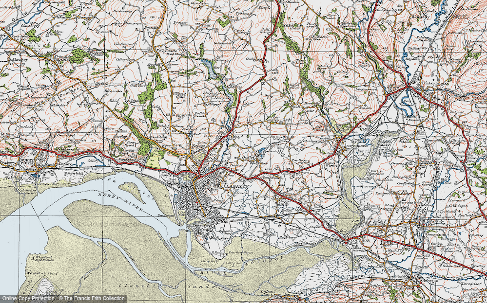 Old Map of Dafen, 1923 in 1923
