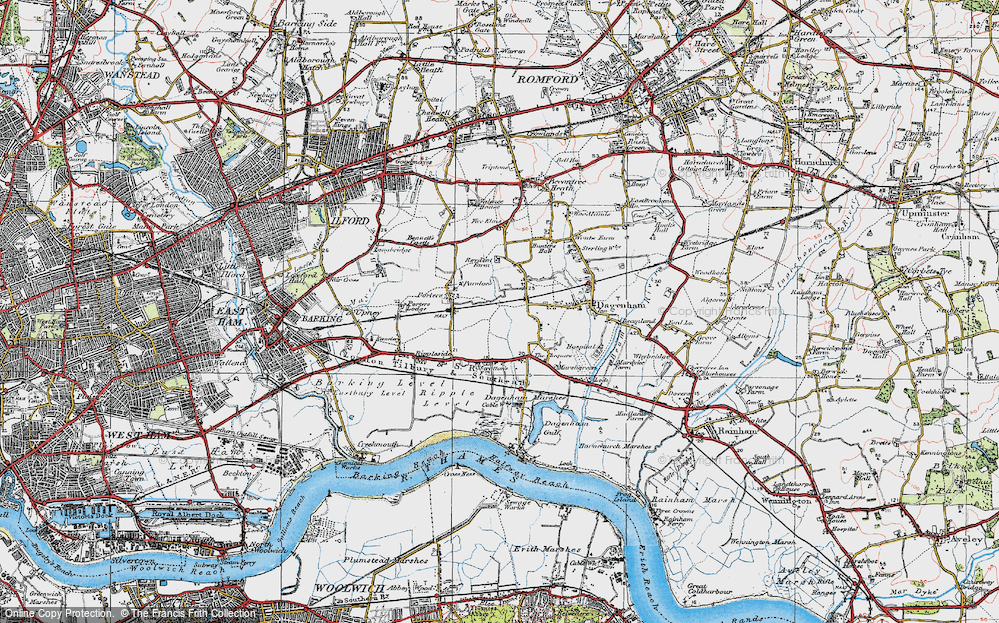 Old Map of Dagenham, 1920 in 1920