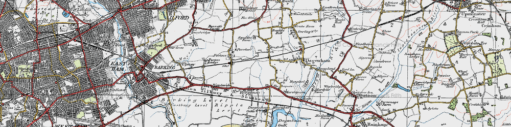 Old map of Dagenham in 1920