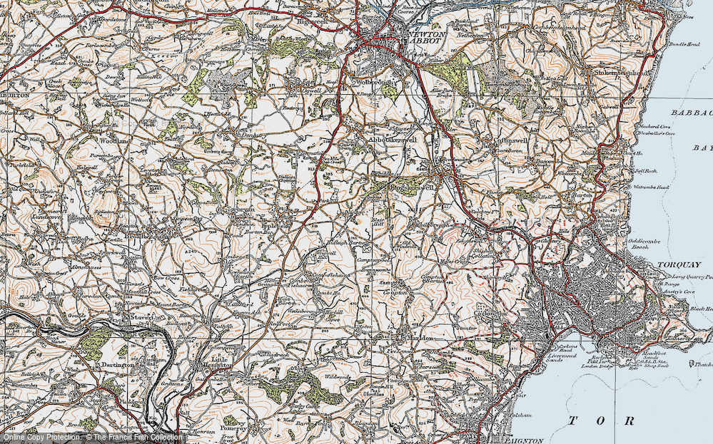 Old Map of Historic Map covering Brownscombe Hill in 1919