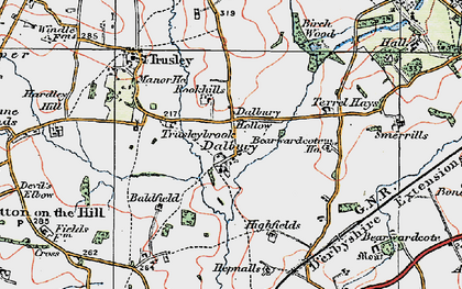 Old map of Dalbury in 1921