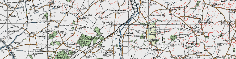 Old map of Dalderby in 1923