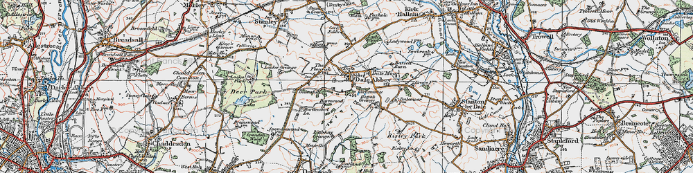 Old map of Dale Abbey in 1921