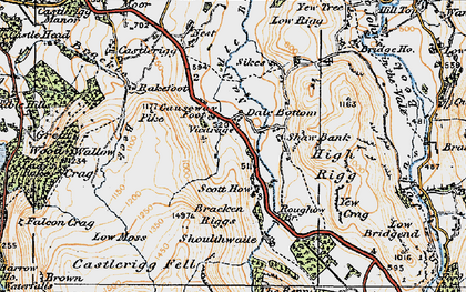 Old map of Bracken Riggs in 1925