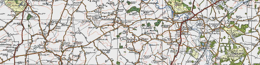 Old map of Dallinghoo in 1921