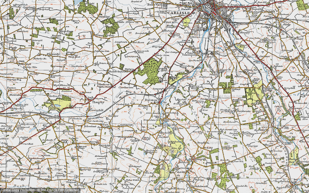 Old Map of Historic Map covering Bishop's Dyke in 1925