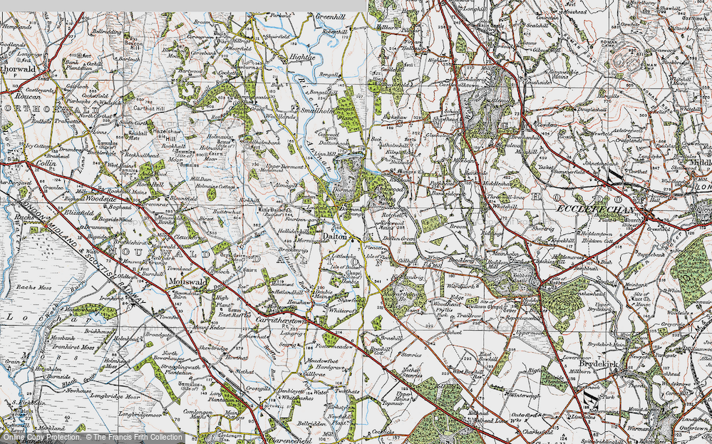 Old Map of Historic Map covering Bowmillholm in 1925