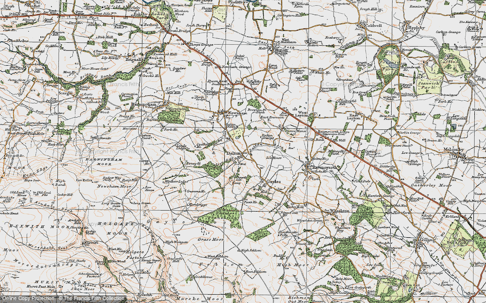 Old Map of Historic Map covering Burdey's Gill in 1925