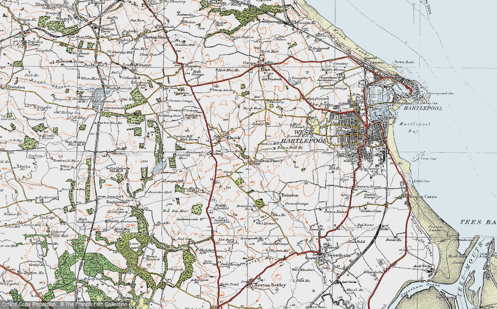 Old Map of Dalton Piercy, 1925 in 1925