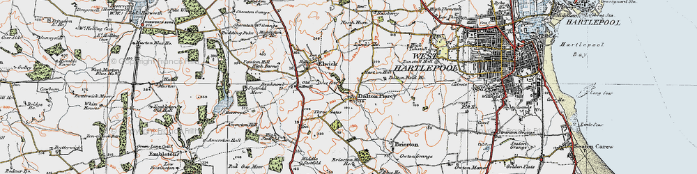 Old map of Dalton Piercy in 1925