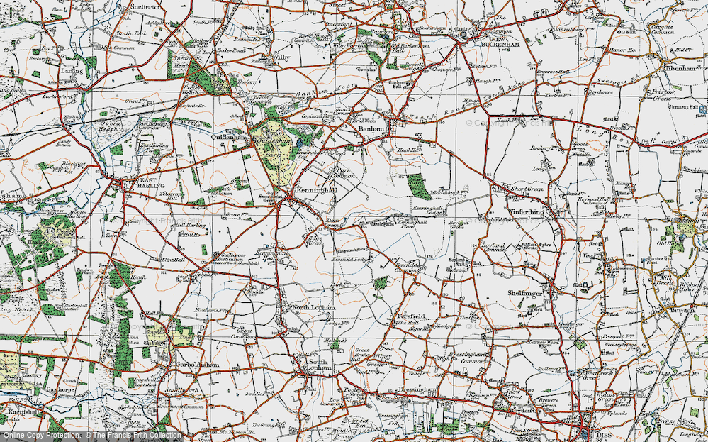 Old Map of Historic Map covering Fersfield Lodge in 1920