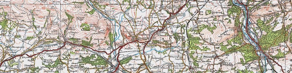 Old map of Dan Caerlan in 1922