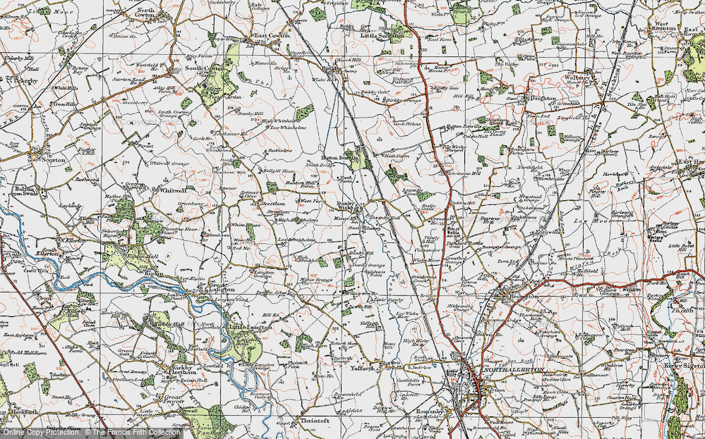 Old Map of Historic Map covering Bowes Hill in 1925