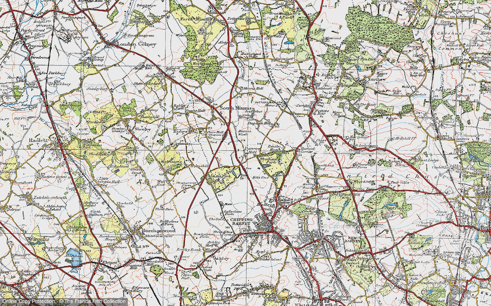 Old Map of Historic Map covering Dyrham Park in 1920