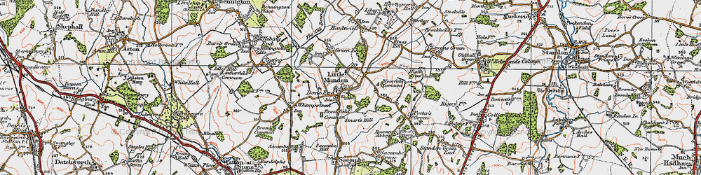 Old map of Dane End in 1919