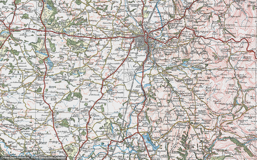 Old Map of Danes Moss, 1923 in 1923