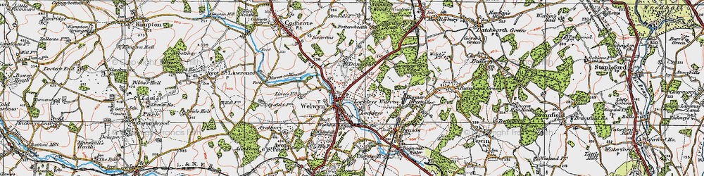 Old map of Danesbury in 1920