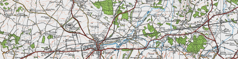 Old map of Daneshill in 1919