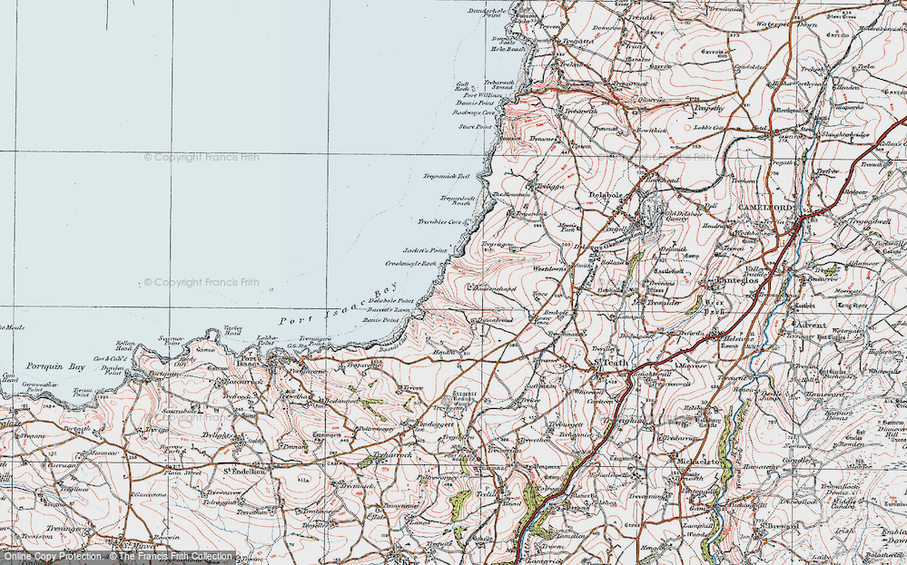 Old Map of Historic Map covering Barrett's Zawn in 1919