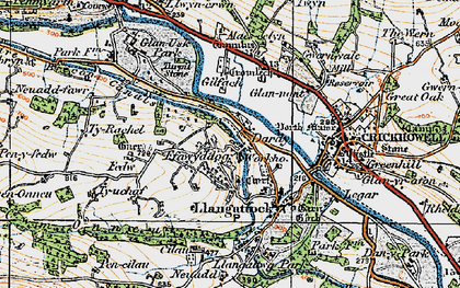 Old map of Dardy in 1919