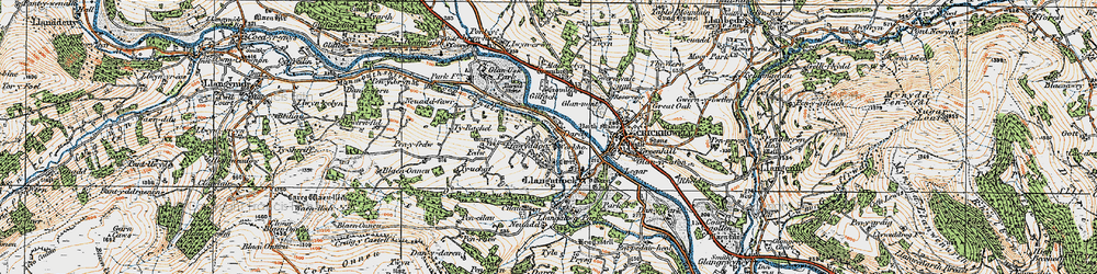 Old map of Dardy in 1919