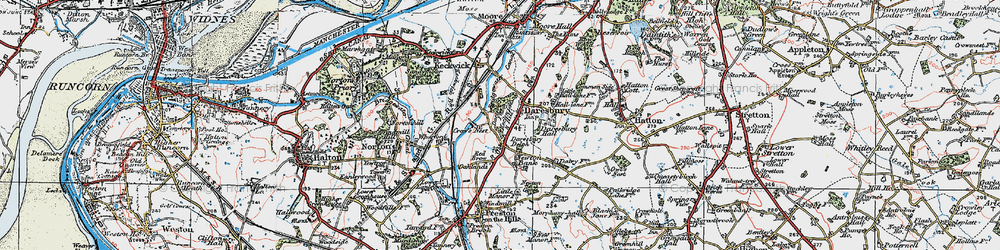 Old map of Daresbury Delph in 1923