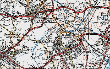 Old map of Darlaston Green in 1921