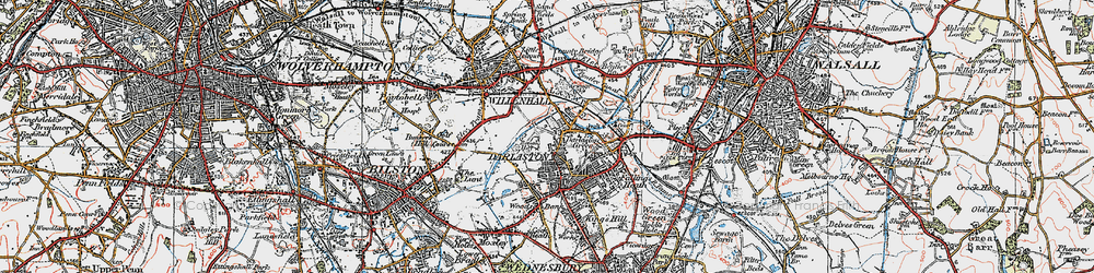 Old map of Darlaston Green in 1921
