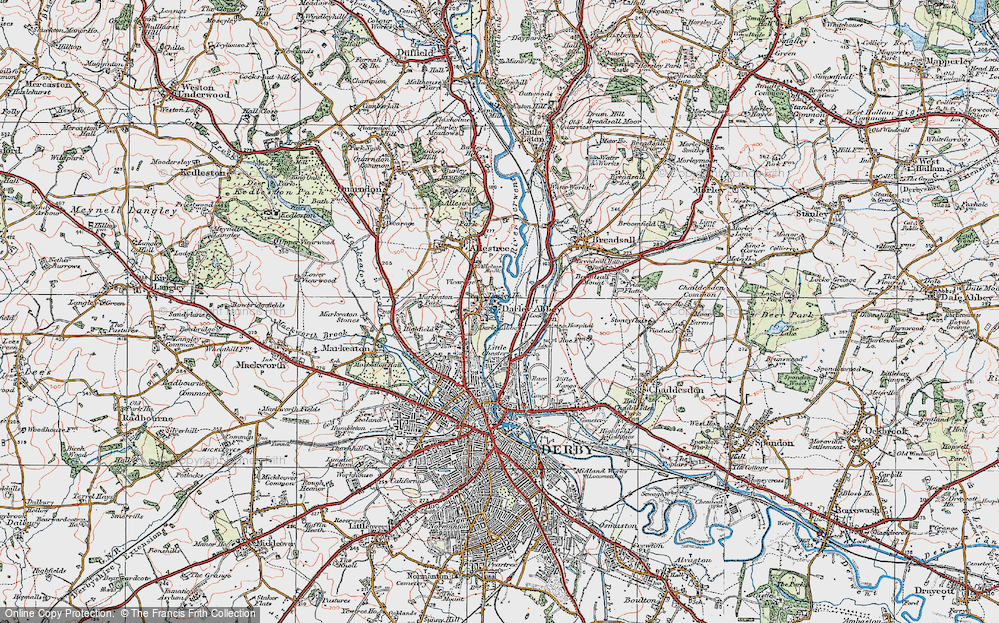 Old Map of Darley Abbey, 1921 in 1921