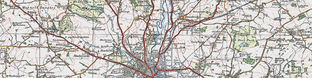 Old map of Darley Abbey in 1921