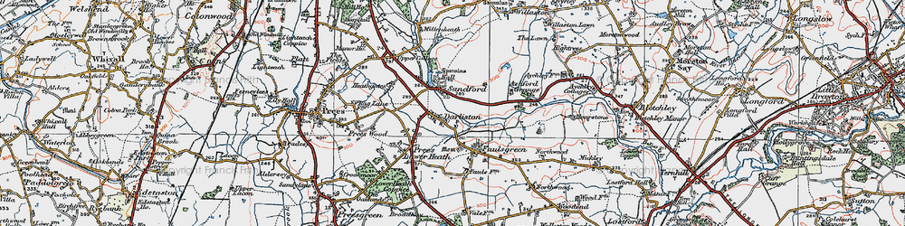 Old map of Darliston in 1921