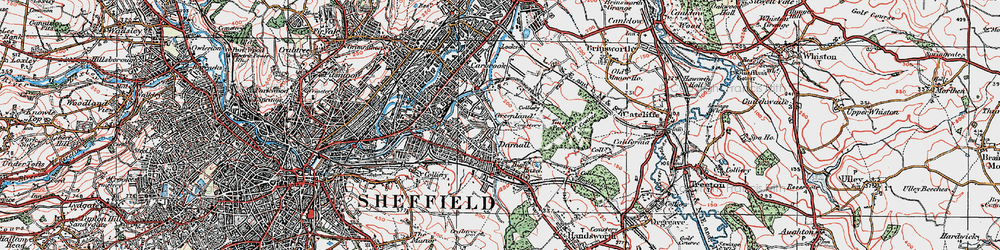 Old map of Darnall in 1923