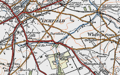 Old map of Whittington Heath in 1921