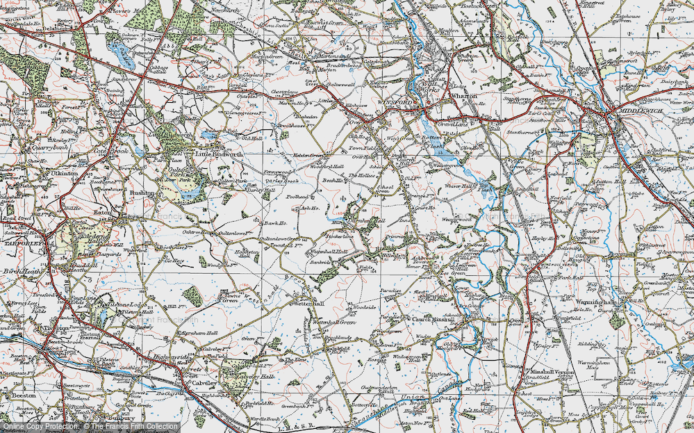 Old Map of Historic Map covering Cheshire in 1923