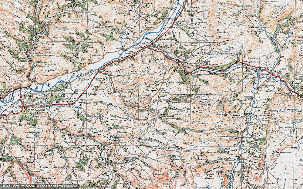 Old Map of Darowen, 1921 in 1921