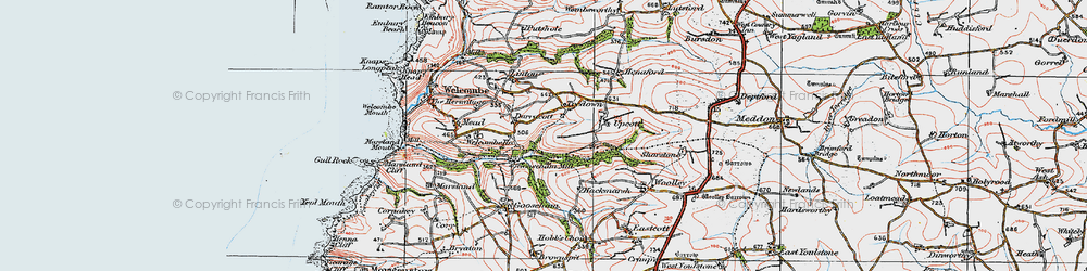 Old map of Darracott in 1919